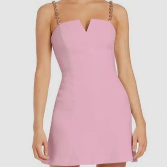 NWT Rebecca Vallance Pierson Chain-Strap Mini Dress Sleeveless Pink Size 4 $580 - Picture 6 of 8